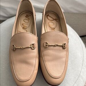 Sam Edelman Blush Leather Bit Loafers with Gold Hardware